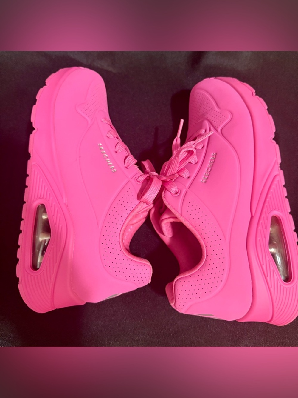 Skechers Hot Pink Women's Air-Cushioned Athletic Sneakers - Picture 3 of 16